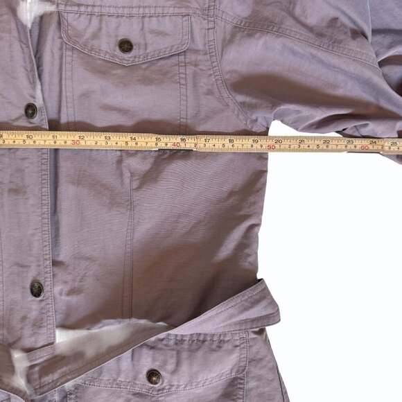 VTG‎ LL Bean Womens Utility Trench Coat Size S Belted Hooded Snap Zip Lavender - Picture 10 of 13